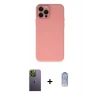 ieg™ iPhone 12 Pro Max Kılıf Çekirdek Modern Serisi - Siyah Joko Magic 5D Cam + Yeşil Neon Fosforlu Kamera Lens