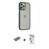 ieg™ iPhone 12 Pro Max Kılıf Eksen Doku Prime - Şeffaf Uv Polymer Nano Ekran Koruyucu + Turuncu Renkli Kamera Lens Koruma Cam