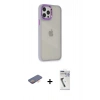 ieg™ iPhone 12 Pro Max Kılıf Eksen Doku Prime - Şeffaf Uv Polymer Nano Ekran Koruyucu + Turuncu Renkli Kamera Lens Koruma Cam