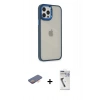 ieg™ iPhone 12 Pro Max Kılıf Eksen Doku Prime - Şeffaf Uv Polymer Nano Ekran Koruyucu + Turuncu Renkli Kamera Lens Koruma Cam