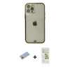 ieg™ iPhone 12 Pro Max Kılıf Eksen Minimal Koleksiyonu - Siyah Mat Seramik Nano Ekran Koruyucu + Mavi Shine Kamera Lens Koruma Cam