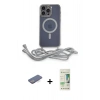 ieg™ iPhone 12 Pro Max Kılıf Eksen Özel Seri - Siyah 20D Premium Cam Ekran Koruyucu + Mavi Renkli Kamera Lens Koruma Cam