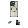 ieg™ iPhone 12 Pro Max Kılıf Kutup Modern - Şeffaf Temperli Cam Ekran Koruyucu + Gold Shine Kamera Lens Koruma Cam