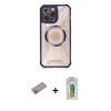 ieg™ iPhone 12 Pro Max Kılıf Kutup Modern - Siyah Polymer Nano Ekran Koruyucu + Sierra Blue Shine Kamera Lens Koruma Cam