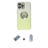 ieg™ iPhone 12 Pro Max Kılıf Kutup Yansıma Özel Seri - Siyah Joko Magic 5D Cam + Kırmızı Metal Kamera Lens Koruma Cam