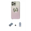 ieg™ iPhone 12 Pro Max Kılıf Kutup Yansıma Özel Seri - Siyah Joko Magic 5D Cam + Kırmızı Metal Kamera Lens Koruma Cam