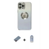 ieg™ iPhone 12 Pro Max Kılıf Kutup Yansıma Özel Seri - Siyah Joko Magic 5D Cam + Kırmızı Metal Kamera Lens Koruma Cam