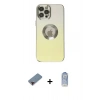 ieg™ iPhone 12 Pro Max Kılıf Kutup Yansıma Özel Seri - Siyah Joko Magic 5D Cam + Kırmızı Metal Kamera Lens Koruma Cam
