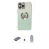 ieg™ iPhone 12 Pro Max Kılıf Kutup Yansıma Özel Seri - Siyah Joko Magic 5D Cam + Turuncu Renkli Kamera Lens Koruma Cam