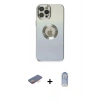 ieg™ iPhone 12 Pro Max Kılıf Kutup Yansıma Özel Seri - Siyah Joko Magic 5D Cam + Turuncu Renkli Kamera Lens Koruma Cam