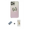 ieg™ iPhone 12 Pro Max Kılıf Kutup Yansıma Özel Seri - Siyah Mat Seramik Nano Ekran Koruyucu + Gümüş Metal Kamera Lens Koruma Cam