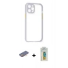 ieg™ iPhone 12 Pro Max Kılıf Nova Asil Özel Seri - Siyah Polymer Nano Ekran Koruyucu + Turuncu Renkli Kamera Lens Koruma Cam