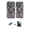 ieg™ iPhone 12 Pro Max Kılıf Nova Doku Koleksiyonu - Şeffaf Temperli Cam Ekran Koruyucu + Gold Shine Kamera Lens Koruma Cam