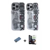 ieg™ iPhone 12 Pro Max Kılıf Nova Doku Koleksiyonu - Şeffaf Temperli Cam Ekran Koruyucu + Gold Shine Kamera Lens Koruma Cam