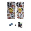 ieg™ iPhone 12 Pro Max Kılıf Nova Doku Koleksiyonu - Şeffaf Temperli Cam Ekran Koruyucu + Gold Shine Kamera Lens Koruma Cam