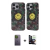 ieg™ iPhone 12 Pro Max Kılıf Nova Doku Koleksiyonu - Şeffaf Temperli Cam Ekran Koruyucu + Yeşil Neon Fosforlu Kamera Lens