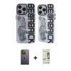ieg™ iPhone 12 Pro Max Kılıf Nova Doku Koleksiyonu - Siyah 20D Premium Cam Ekran Koruyucu + Yeşil Neon Fosforlu Kamera Lens