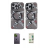 ieg™ iPhone 12 Pro Max Kılıf Nova Doku Koleksiyonu - Siyah 20D Premium Cam Ekran Koruyucu + Yeşil Neon Fosforlu Kamera Lens