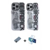 ieg™ iPhone 12 Pro Max Kılıf Nova Doku Koleksiyonu - Siyah 3D Antistatik Seramik Nano Ekran Koruyucu + Siyah Shine Kamera Lens Koruma Cam