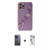 ieg™ iPhone 12 Pro Max Kılıf Nova Işık Prime - Şeffaf Uv Polymer Nano Ekran Koruyucu + Mavi Neon Fosforlu Kamera Lens