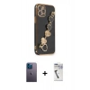 ieg™ iPhone 12 Pro Max Kılıf Nova Işık Prime - Şeffaf Uv Polymer Nano Ekran Koruyucu + Mavi Neon Fosforlu Kamera Lens