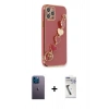 ieg™ iPhone 12 Pro Max Kılıf Nova Işık Prime - Şeffaf Uv Polymer Nano Ekran Koruyucu + Mavi Neon Fosforlu Kamera Lens