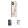 ieg™ iPhone 12 Pro Max Kılıf Nova Işık Prime - Şeffaf Uv Polymer Nano Ekran Koruyucu + Mavi Neon Fosforlu Kamera Lens