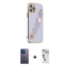 ieg™ iPhone 12 Pro Max Kılıf Nova Işık Prime - Şeffaf Uv Polymer Nano Ekran Koruyucu + Mavi Neon Fosforlu Kamera Lens