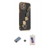ieg™ iPhone 12 Pro Max Kılıf Nova Işık Prime - Siyah Joko 5D Cam + Kırmızı Metal Kamera Lens Koruma Cam