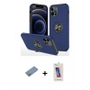 ieg™ iPhone 12 Pro Max Kılıf Odak Form Prime - Siyah Joko 5D Cam + Gümüş Shine Kamera Lens Koruma Cam