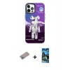 ieg™ iPhone 12 Pro Max Kılıf Siluet Çizgi Koleksiyonu - Siyah 34D Izgaralı Cam + Sierra Blue Shine Kamera Lens Koruma Cam