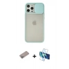 ieg™ iPhone 12 Pro Max Kılıf Vadi Çizgi - Siyah 3D Antistatik Seramik Nano Ekran Koruyucu + Sierra Blue Shine Kamera Lens Koruma Cam
