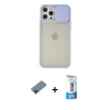ieg™ iPhone 12 Pro Max Kılıf Vadi Çizgi - Siyah 5D Eko Cam Ekran Koruyucu + Siyah Shine Kamera Lens Koruma Cam