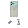 ieg™ iPhone 12 Pro Max Kılıf Vadi Çizgi - Siyah 5D Eko Cam Ekran Koruyucu + Siyah Shine Kamera Lens Koruma Cam
