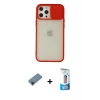 ieg™ iPhone 12 Pro Max Kılıf Vadi Çizgi - Siyah 5D Eko Cam Ekran Koruyucu + Siyah Shine Kamera Lens Koruma Cam