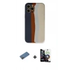 ieg™ iPhone 12 Pro Max Kılıf Yadigar Çizgi - Şeffaf Temperli Cam Ekran Koruyucu + Gold Shine Kamera Lens Koruma Cam