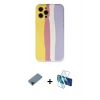 MARSİLYAN™- iPhone 12 Pro Max Kılıf Yadigar Çizgi - Siyah 3D Antistatik Cam Ekran Koruyucu + Shine Kamera Lens Koruma Cam - SH