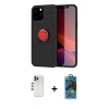 ieg™ iPhone 12 Pro Max Kılıf Yankı Form Prime - Siyah 18D Cam Ekran Koruyucu + Gökkuşağı Shine Kamera Lens