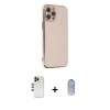 ieg™ iPhone 12 Pro Max Kılıf Yankı Serisi - Siyah Joko Magic 5D Cam + Gold Shine Kamera Lens
