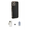 ieg™ iPhone 12 Pro Max Kılıf Yankı Serisi - Siyah Joko Magic 5D Cam + Gold Shine Kamera Lens