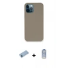 ieg™ iPhone 12 Pro Max Kılıf Zirve Modern Özel Seri - Siyah Joko Magic 5D Cam + Mavi Shine Kamera Lens Koruma Cam