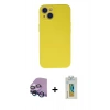MARSİLYAN™- iPhone 13 Mini Kılıf Ahenk Serisi - Siyah Polymer Nano Ekran Koruyucu + Raze Metal Kamera Lens - MI