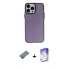 ieg™ iPhone 13 Pro Max Kılıf Ahenk Çizgi Prime - Siyah Bilvis 5in1 3D Magic Cam Ekran Koruyucu + Mor Metal Kamera Lens Koruma Cam