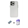 ieg™ iPhone 13 Pro Max Kılıf Ahenk Çizgi Prime - Siyah Bilvis 5in1 3D Magic Cam Ekran Koruyucu + Mor Metal Kamera Lens Koruma Cam