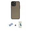 ieg™ iPhone 13 Pro Max Kılıf Ahenk Çizgi Serisi - Şeffaf Pasifik Cam Ekran Koruyucu + Mavi Shine Kamera Lens Koruma Cam