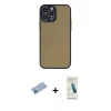 ieg™ iPhone 13 Pro Max Kılıf Ahenk Çizgi Serisi - Şeffaf Pasifik Cam Ekran Koruyucu + Mavi Shine Kamera Lens Koruma Cam