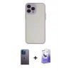 ieg™ iPhone 13 Pro Max Kılıf Ahenk Çizgi Serisi - Siyah Bilvis 5in1 5D Magic Hayalet Cam Ekran Koruyucu + Mavi Neon Fosforlu Kamera Lens