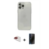 ieg™ iPhone 13 Pro Max Kılıf Ahenk Doku - Siyah 3D Antistatik Hayalet Cam Ekran Koruyucu + Kırmızı Pers Alüminyum Kamera Lens