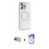ieg™ iPhone 13 Pro Max Kılıf Ahenk Işık Serisi - Siyah Bilvis 5in1 3D Magic Cam Ekran Koruyucu + Mavi Rainbow Kamera Lens Koruma Cam