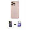 ieg™ iPhone 13 Pro Max Kılıf Ahenk Işık - Siyah Bilvis 5in1 5D Magic Hayalet Cam Ekran Koruyucu + Yeşil Neon Fosforlu Kamera Lens